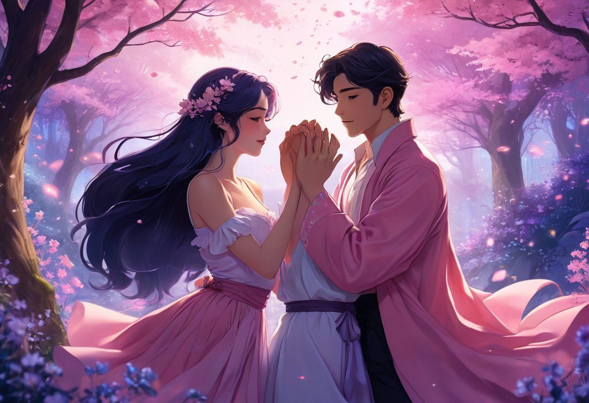A vibrant and detailed anime-style illustration showcasing a blend of fantasy and sensuality, featuring a diverse group of characters in playful, intimate poses surrounded by ethereal elements like flowers and soft lighting. The background should depict a whimsical dreamscape filled with clouds and stars, enhancing the otherworldly atmosphere. Include subtle hints of adult themes without explicit content, inviting curiosity and engagement. The color palette should be rich and inviting, with a mix of deep purples, pinks, and blues to evoke passion and intrigue. anime art style. vibrant colors. dreamlike atmosphere.